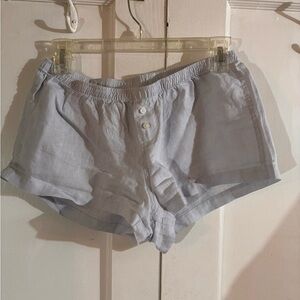 Brandy Melville John Halt Pale Blue Linen-Blend Boxer Shorts
